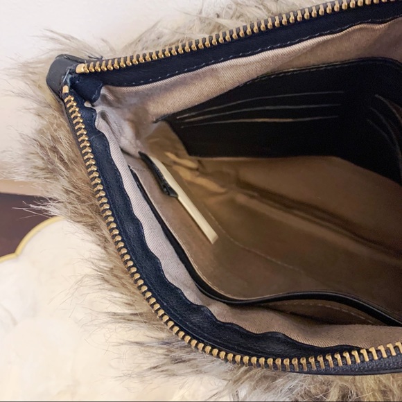Ann Taylor Leather Trim Faux Fur Clutch NWOT - Picture 7 of 10